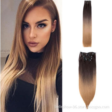 Hot sell 6pc Wholesale Price Directly Factory Price Best Quality Hair clip on hair extensions straight synthetic hair
